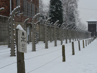 A view of electric fences from the Auschwitz I camp. Oświęcim, Poland. 26 January 2015. Picture by: Artur Widak/NurPhoto (