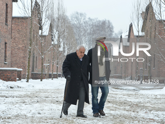 Auschwitz survivor, Mathias Hirsch from Switzerland accompanied by his son Michael, returns to Auschwitz for the 70th Anniversary of the Cam...
