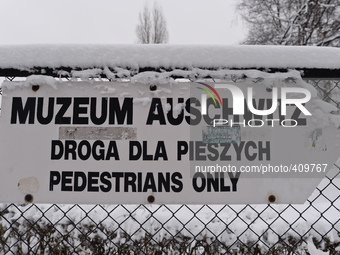 A sign showing a direction to  Auschwitz Museum. Oświęcim, Poland. 26 January 2015. Picture by: Artur Widak/NurPhoto (