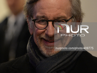 Steven Spielberg (center), an American film director, screenwriter, producer, arrives at 'The Past in Present' evening organised by World Je...