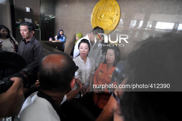 JAKARTA, INDONESIA - January 28 : A relative of Air Asia QZ 8501 victim spoke with reporters  after a press conference as FHB Soelistyo, Hea...