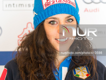 The Italian skier Federica Brignone present the new uniform for the next Ski world Championship, in Val di Fassa, on January 29, 2015.  (