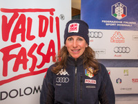 The Italian skier Chiara Costazza present the new uniform for the next Ski world Championship, in Val di Fassa, on January 29, 2015.  (