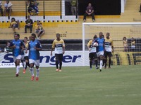 Criciúma/SC - 31/01/2015 - Guarani's players celebrate the Joilson's own goal against Criciúma, for the 1st round of Santa Catarina's Soccer...