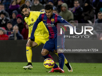Barcelona, Catalonia, Spain. Fabruary 1, 2015 Rafinha of Barcelona in action during the spanish league match between FC barcelona and Villar...