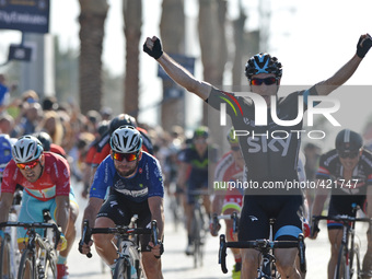 Italian Elia Viviani from Team Sky wins 190km Nakheel Stage 2. UK's Mark Cavendish from Etixx - Quick-Step takes a second place. Dubai Tour...