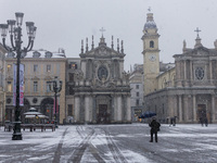 First plentiful snowfall in Turin with copious snowflakes, on February 5, 2015. (