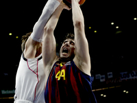 Real Madrid's Argentine player Andres Nocioni and Barcelona´s Croatian player Ante Tomic  during the Basket Euroleague 2014/15 match between...