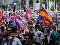 Protesters people' as they take part in the protest called by unions on occasion of May Day celebration in downtown in Madrid, Spain, 01 May...
