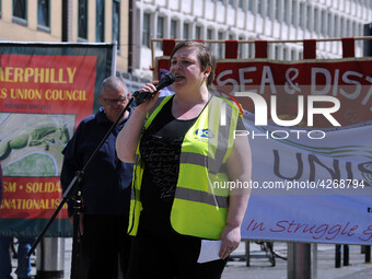 Katrine Williams  members attends May Day March And Rally In Cardiff, Wales, on 1st May 2019.  (