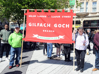 Trade Union members attend May Day March And Rally In Cardiff, Wales, on 1st May 2019.  (