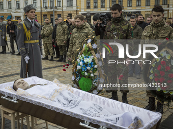 Funeral Cyril Heinz, soldier battalion of St. Mary in Kiev. The soldier was killed during fighting near the village Pavlopil, Dlnetskoyi are...
