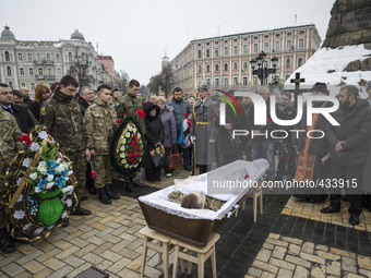 Funeral Cyril Heinz, soldier battalion of St. Mary in Kiev. The soldier was killed during fighting near the village Pavlopil, Dlnetskoyi are...