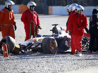 BARCELONA -february 22- SPAIN: Carlos Sainz accident on the tests of Formula 1, held at the Circuit de Catalunya Barcelona, on February 22,...