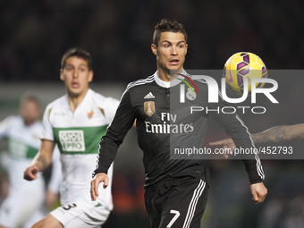 Cristiano Ronaldo during the match between Elche CF against Real Madrid, week 24 of La Liga  2014/15 in Martinez Valero stadium,  Elche, SPA...