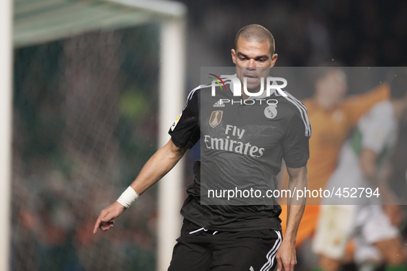 Pepe during the match between Elche CF against Real Madrid, week 24 of La Liga  2014/15 in Martinez Valero stadium,  Elche, SPAIN - 2015 feb...
