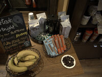 A starbucks coffee shop displaying the different Fairtrade products they have for sale on Wednesday 25th February 2015 in Manchester, UK. --...