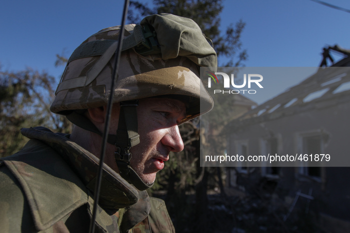 Soldiers of OUN battalion patrol the Pisky village next to Donetsk airport (Photo by Sergii Kharchenko/NurPhoto)