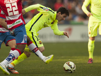 Messi during the match between Granada CF against FC Barcelona, week 25 of La Liga  2014/15 in Nuevos los Carmenes stadium,  Granada, SPAIN...