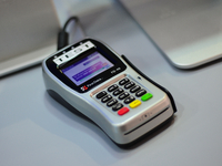 The new Visa device that allows mobile contactless payments, during the first day of Mobile World Congress 2015 in Barcelona, on March 2nd,...