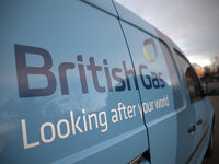 The logo of the UK energy firm British Gas, a subsidiary of the multinational firm Centrica. Manchester, UK, 2nd March 2015 (
