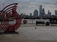 An installation made by the telecommunications giant Vodafone is pictured on the Southbank of the River Thames as the company launched their...