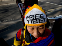 March in solidarity with Tibet against Chinese occupation attracted hundreds people in London, on March 7, 2015. Chinese authorities occupyi...