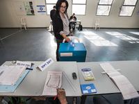 Woman voting in a college in the center of Tel Aviv during the 2013 elections in Israel. (