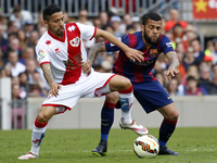 BARCELONA - march 08- SPAIN: Dani Alves and Aquino in the match between FC Barcelona and Rayo Vallecano, for the week 26 of the spanish leag...