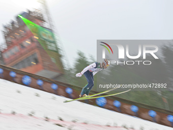 Taku Takeuchi from Japan during his jump in Large Hill Individual competition at Lahti FIS Ski World Cup.
Lahti, Finland. Sunday 8 March 201...