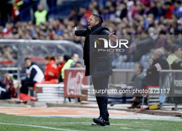 Atletico de Madrid's Argentine coach Diego Pablo Simeone during the Spanish League 2014/15 match between Atletico de Madrid and Valencia, at...