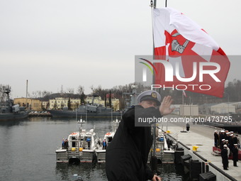 Gdynia, Poland 9th, March 2015 Polish Naval Base in Gdynia. 44th anniversary of Polish Navy 3rd Flotilla and raising of the Polish flag on t...