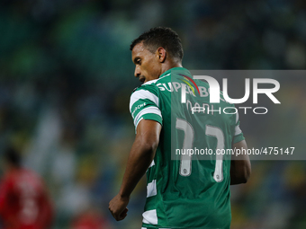 Sporting's midfielder Nani celebrates his goal  during the Portuguese League  football match between Sporting CP and FC Penafiel at Jose Alv...