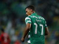 Sporting's midfielder Nani celebrates his goal  during the Portuguese League  football match between Sporting CP and FC Penafiel at Jose Alv...