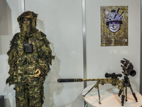 Sniper equipment in the spanish army stand during the security fair HOMSEC in Madrid, Spain, on March 10, 2015.(