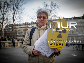 A gathering anti nuclear took place at republic square, in Paris, France, on March 11, 2015  for the 4th anniversary of the tragic nuclear f...