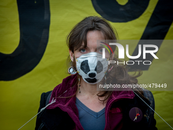 A gathering anti nuclear took place at republic square, in Paris, France, on March 11, 2015  for the 4th anniversary of the tragic nuclear f...