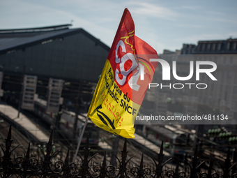 A gathering of the railways retiree staff took place today, March 12, 2015 near St Lazare Station at Europe Square, in Paris, France. The ga...