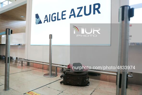 The French airline Aigle Azur’s reception desk, without any employees, at Orly airport, France  on September 6, 2019.
French airline Aigle...
