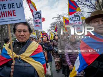 European rally marking a failed 1959 uprising against China on March 14, 2015 in Paris. That uprising forced the Dalai Lama to flee, and the...