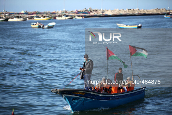 Fishing boats in Gaza, on March 14, 2015 harbour basin the Israeli Navy today fired at fishermen at sea and damage to the vessels