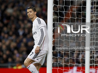Real Madrid's Portuguese forward Cristiano Ronaldo during the Spanish League 2014/15 match between Real Madrid and Levante, at Santiago Bern...