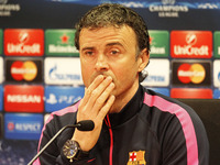 17 March- BARCELONA SPAIN: Luis Enrique Martinez in the press conference  after the training before the match of the Champions League agains...