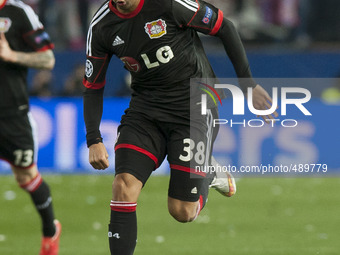 Karim Bellarabi of  Bayer 04 Leverkusen during the UEFA Champions League round of 16 match between Club Atletico de Madrid and Bayer 04 Leve...