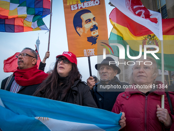 Demonstration in support of Nicolas Maduro's policy in Venezuela and against US sanctions, in Paris, France, on March 18, 2015. (