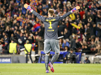 BARCELONA, SPAIN - MARCH 18: Andre Ter-Stegen celebration  during the UEFA Champions League round of 16 match between FC Barcelona and Manch...