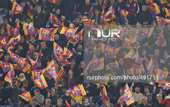 BARCELONA, SPAIN - MARCH 18: FC Barcelona supporters  during the UEFA Champions League round of 16 match between FC Barcelona and Manchester...