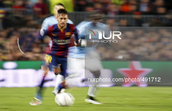 BARCELONA, SPAIN - MARCH 18: Neymar Jr. during the UEFA Champions League round of 16 match between FC Barcelona and Manchester City at Camp...