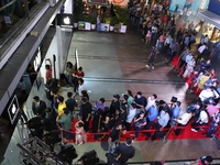 People Wait in a long queue to grab the latest models of iPhone 11 at DLF Cyberpunk in Delhi NCR on  27 September 2019 (