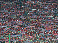 Wisla's supporters during the derby match between Wisla Krakow and Cracovia Krakow, a Polish Ekstraklasa league match at Reymont's Stadium i...